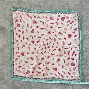 Floral Print Scarf with Green Border